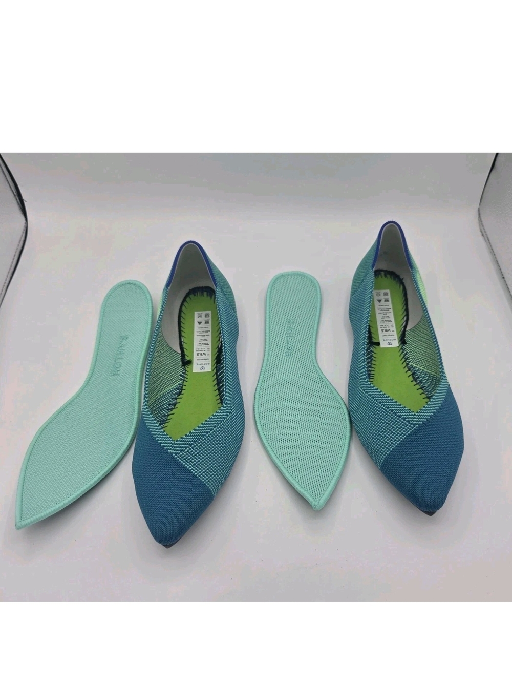 Rothy’s The Point Calypso Blue Jade Knit Flats Size 8.5 Retired Limited Edition - Picture 11 of 14